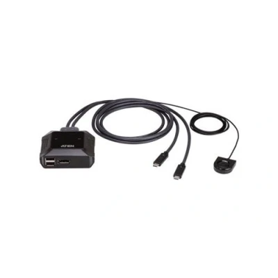 Image de ATEN US3312 Commutateur écran clavier souris/audio/USB câble 4K, DisplayPort, USB C, avec sélecteur de port à distance 2 x 3.2 Gen 1 utilisateur local bureau