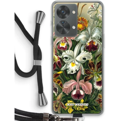 Afbeelding van Case Company® hoesje met Koord geschikt voor OnePlus Nord 2T Haeckel Orchidae Telefoonhoesje Zwart Bescherming aan alle Kanten en Over de Schermrand