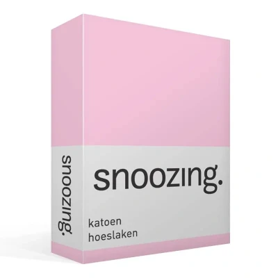 Afbeelding van Snoozing Katoen Hoeslaken Lits jumeaux 160x220 cm Roze