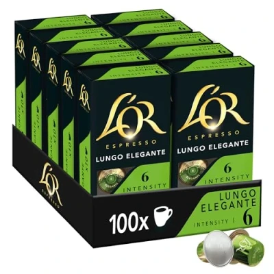 Afbeelding van L&#039;Or espresso café 100 lungo elegante intensiteit 6 capsules compatibel met Nespresso®* (pak van 10 x 10)