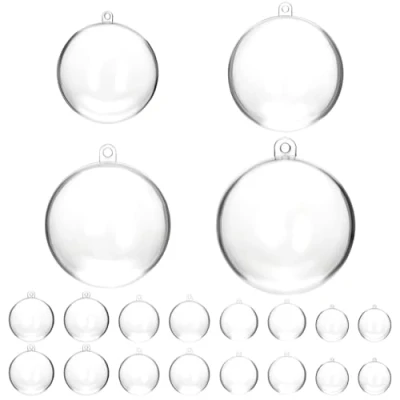Afbeelding van QWORK® 20 stuks transparante kunststof ballen Ø 5 cm 6 7 8 kerstballen om te vullen