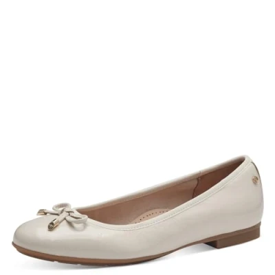 Afbeelding van Tamaris Ballerina&#039;s, Dames, Maat: 36, Creme patent Leer