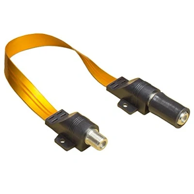 Afbeelding van Good Connections® Satelliet deur /raamdoorvoer met bescherming tegen weersinvloeden, hoge kwaliteit, extreem plat, F aansluiting op stekker, totale lengte stekker 27 cm,