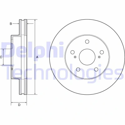 Afbeelding van DELPHI BG4926C Remschijf 281 28 5 Geventileerd Gecoat Semi finished Zonder wiellager, ABS sensorring TOYOTA: HILUX 3 Pick up