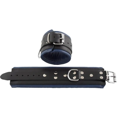Afbeelding van Mister B Leren Enkelboeien Zwart/Blauw