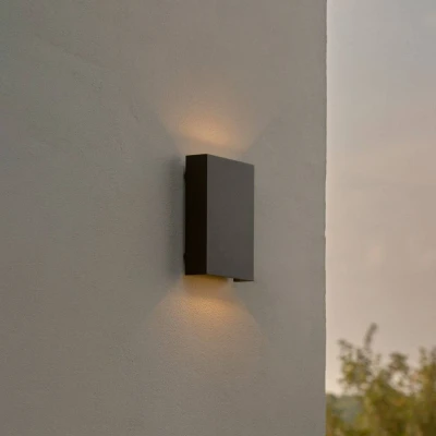 Afbeelding van LED buiten wandlamp Fold Seaside up/down, 15 x 21 cm, zwart