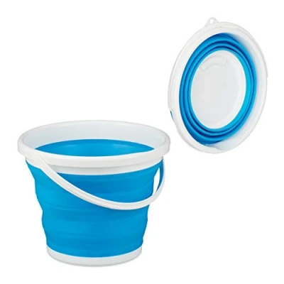 Afbeelding van Relaxdays opvouwbare emmer 10 liter opvouwbaar flexibel voor camping draagbaar blauw