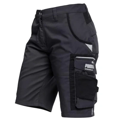 Afbeelding van PUMA Workwear Precision X Werkshorts voor dames, vele zakken en reflectoren, ideaal ambachtslieden, productie bouwvakkers, Antraciet/Zwart