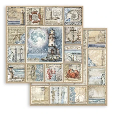 Afbeelding van Stamperia Silent Sea 12x12 Inch Paper Sheet Lighthouse (10pcs) (SBB1064)