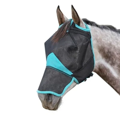 Image de Weatherbeeta Masque Anti Mouches Comfitec Deluxe Fine Mesh avec Nez Noir/Turquoise XFull