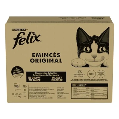 Afbeelding van Megapack: 80x85g Felix Classic Pouches Proefvariëteit van het platteland Natte Kattenvoer