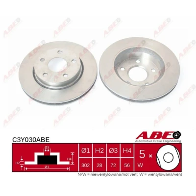 Afbeelding van ABE C3Y030ABE Remschijf Vooras 302 28 5 Geventileerd JEEP: WRANGLER 3