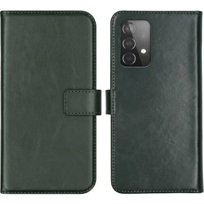 Afbeelding van Selencia Hoesje Geschikt voor Samsung Galaxy A52 (4G) / A52s (5G) Met Pasjeshouder Echt Lederen Bookcase Groen