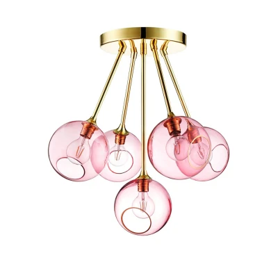 Afbeelding van Ballroom Molecule plafondlamp, roze, glas, 5 lamps