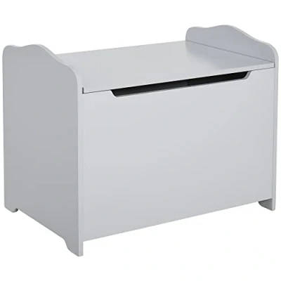 Afbeelding van HOMCOM Speelgoedkisten voor kinderen Speelgoeddoos Opbergkoffer afm. 60L x 40B 48H cm MDF pneumatische cilinder grijs