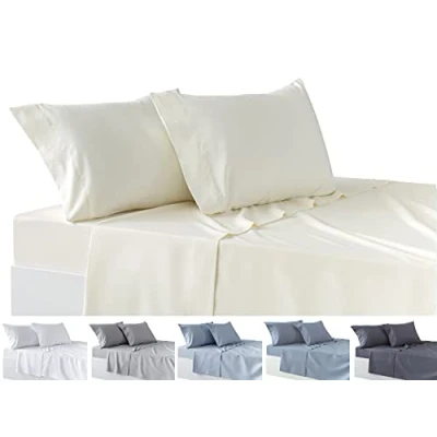 Afbeelding van Todocama Underzy 4 delige beddengoedset met hoeslaken en 2 kussenslopen 50 x 80 cm (bed 180 190/200 cm, beige)