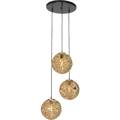 Afbeelding van QAZQA Art deco hanglamp goud rond 3 lichts Maro