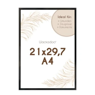 Afbeelding van Wackadoo® Kunststof fotolijst 21 x 29,7 cm (DIN A4) zwart met glasplaat