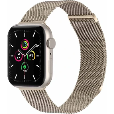 Afbeelding van imoshion Milanees magnetisch bandje voor de Apple Watch Series 1 9 / SE 38/40/41 mm 10 42 Maat S Sterrenlicht