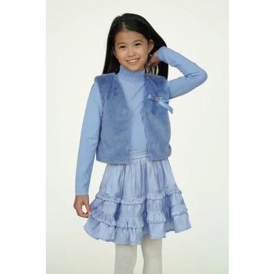 Afbeelding van Le Chic Thamsin Rok Met Ruches *blauw* Meisjes 110