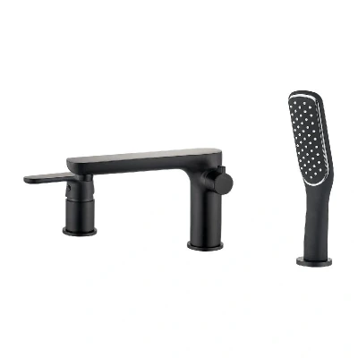 Afbeelding van Aquadesign Tours 3 gats Badkraan voor Badrandmontage mat zwart