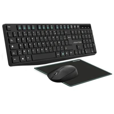 Afbeelding van Advance Elite Wireless Combo Draadloze Muistoetsenbordset + Mat Bureauset voor PC/Laptop Ergonomisch Toetsenbord Optische Muis 1600 DPI en Stil Wiel Antislipmat