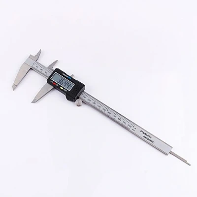 Afbeelding van Digitale kaliper vernier micrometer, 20,3 cm, 200 mm, roestvrij staal, lcd display, elektronisch, metaal, presentatie (zonder accu)