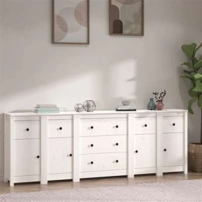 Afbeelding van vidaXL Dressoir 230x35x80 cm massief grenenhout wit