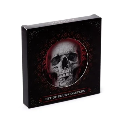 Afbeelding van Onderzetters Set 4 Stuks Gothica Skulls Nocturne 10x10cm