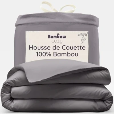 Afbeelding van Bamboe Dekbedovertrek 240 x 220 cm Ultrazacht Donkergrijs Eco Dekbedhoes Luxe Beddengoed Hypoallergeen Puur viscose rayon Ultra ademende Stof Bambaw