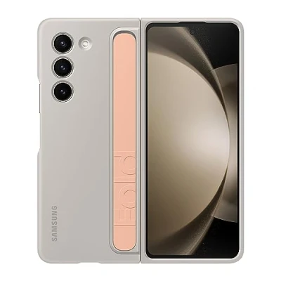 Afbeelding van Samsung Standing PC Back Cover met Band Beige Galaxy Z Fold 5