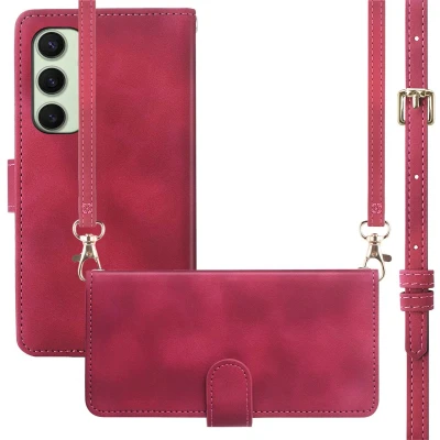 Afbeelding van imoshion Hoesje Geschikt voor Samsung Galaxy S24 FE met Pasjeshouder Bookcase koord Rood