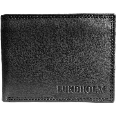Afbeelding van Lundholm leren portemonnee heren zeer soepel nappa leer billfold model zwart met RFID anti skim bescherming mannen cadeautjes Scandinavisch Design