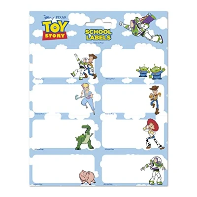 Afbeelding van Grupo Erik Verpakking met 16 zelfklevende etiketten van 8 x 4 cm, Pixar, Toy Story schooletiketten, kerstetiketten, voor notitieboeken en hoezen