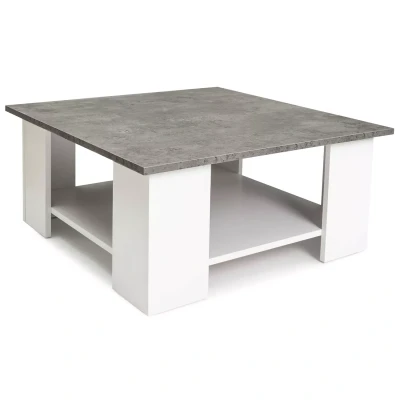 Image de Table basse carrée ELI blanche plateau effet béton