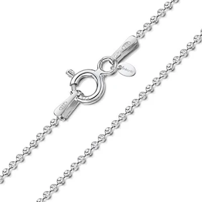 Afbeelding van Amberta halsketting van 925 sterling zilver voor dames en heren, kogelketting 1,1 mm, zilveren ketting hanger, met bol