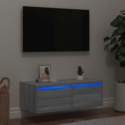 Afbeelding van vidaXL Tv meubel met LED verlichting 75x35,5x25 cm grijs sonoma eiken