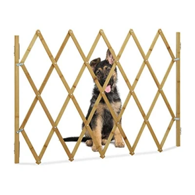 Image de Relaxdays Barrière de sécurité Pour chien porte et escalier Extensible jusqu&#039;à 116,5 cm Hauteur : 82,5 Naturel Taille L