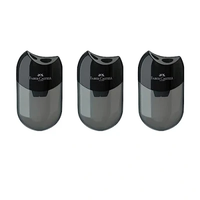 Afbeelding van Faber Castell 205005, set van 3 dozen met dubbele punt 183500, kleur behuizing: zwart/transparant