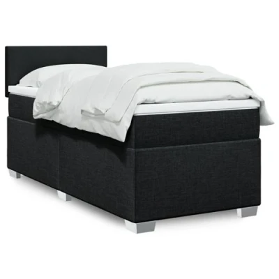 Image de vidaXL Sommier à lattes de lit avec matelas Noir 100x200 cm Tissu