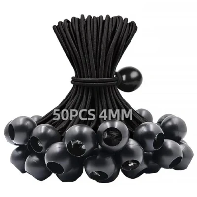 Afbeelding van Eurtes rubberen spanbanden met bal, 50 stuks, 15 cm, spanners korte voor dekzeilen, paviljoens, banners, aanhangernetten (wit)