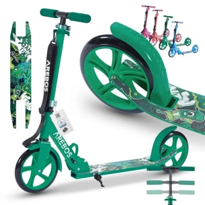 Afbeelding van AREBOS kick scooter stadsstep kinderstep volwassen groen