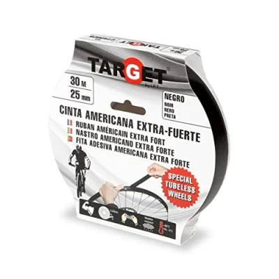 Afbeelding van TARGET T3025 Velgbodem, zelfklevend, 30 m x 25 mm, zwart, tubeless fiets, mountainbike, velgenband