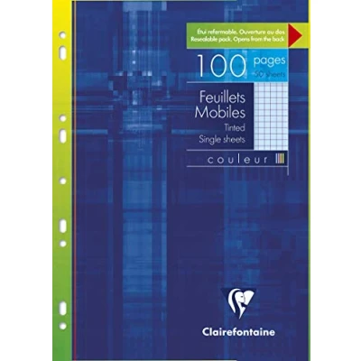 Afbeelding van Clairefontaine 1744C Lot de 50 pochettes classeur à anneaux Format A4 21 x 29,7 cm feuilles 90 g Vert