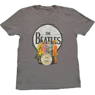 Afbeelding van The Beatles Sgt Pepper &amp; Drum Heren T shirt L Grijs