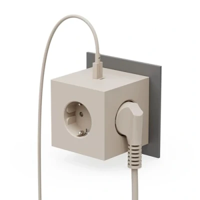 Image de Avolt Square 2 Socket Extender w/30W Dual USB C Beige