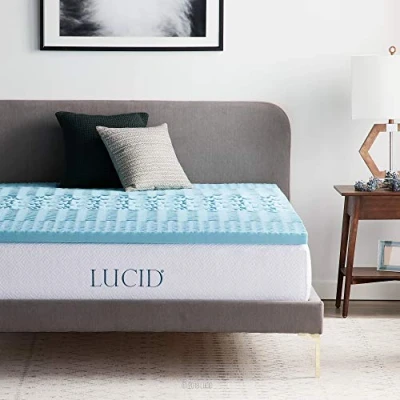 Image de LUCID Surmatelas 150 x 200 cm 5 Zones Ergonomiques et Respirante Mousse à Memoire de Forme avec Gel Rafraichissant Épaisseur cm, 2 personnes