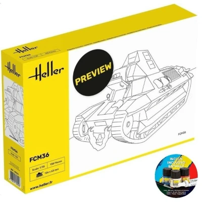 Afbeelding van 1:35 Heller 35322 FCM36 Tank Starter Kit Plastic Modelbouwpakket