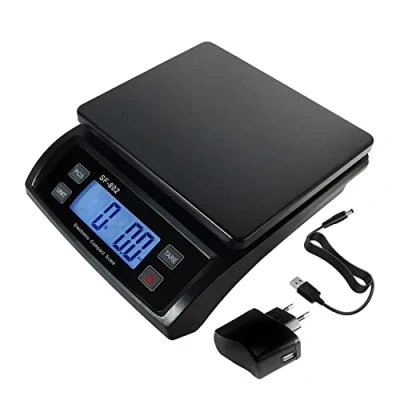 Afbeelding van Eosphorus 30 kg digitale postweegschaal voor het wegen van verzendpakketten, multifunctionele precisieweegschaal met USB oplader, AC/DC voeding, grote basis, telfunctie