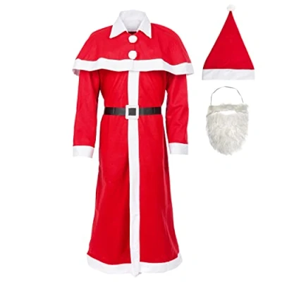 Afbeelding van Idena 8580108 Kerstman verkleedset, kerstman, Nicolas, muts, baard, jas, riem, cape